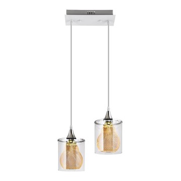 LED luster na sajli 2xLED/5W/230V bela/prozirna