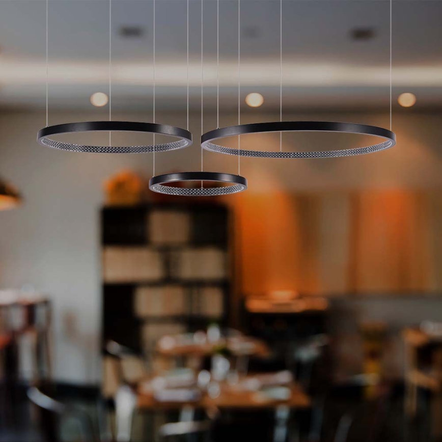 LED luster na sajli 3xLED/19W/230V 3000K crno