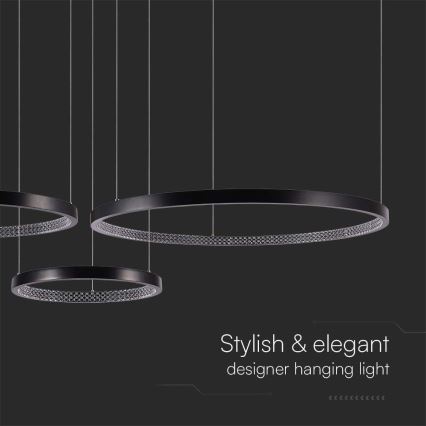 LED luster na sajli 3xLED/19W/230V 4000K crno