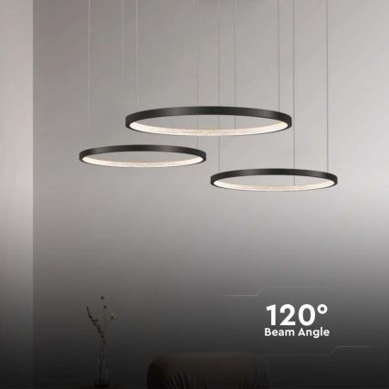 LED luster na sajli 3xLED/19W/230V 4000K crno