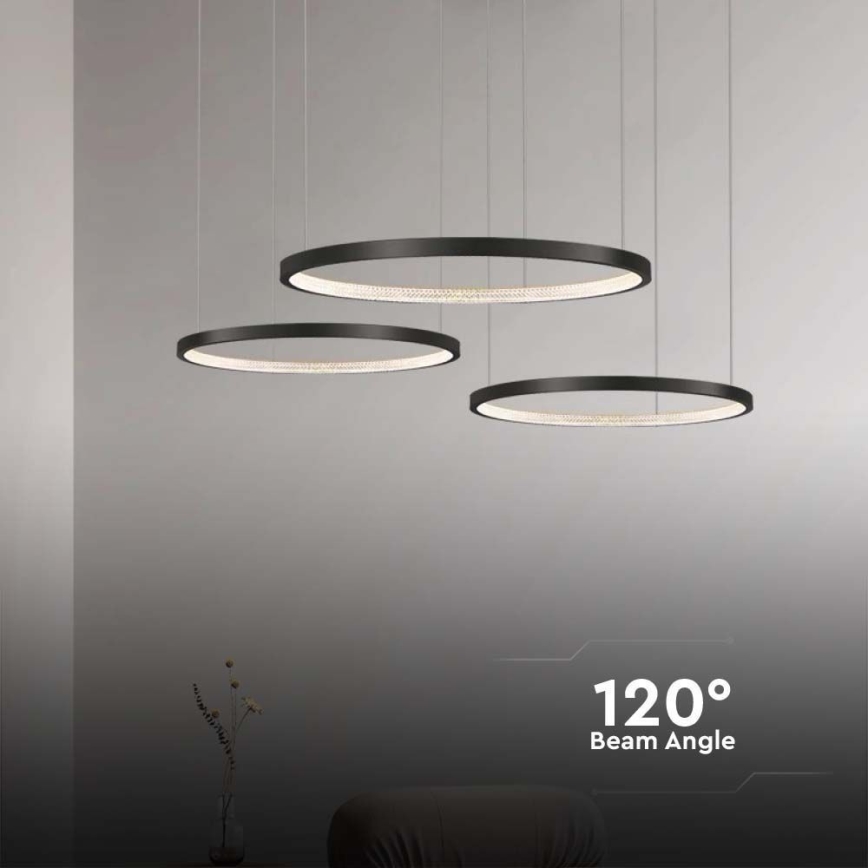 LED luster na sajli 3xLED/19W/230V 4000K crno