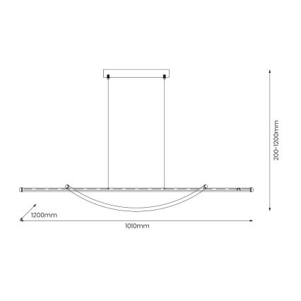 LED luster na sajli AMBAR LED/35W/230V crno