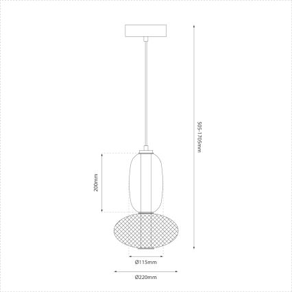 LED luster na sajli ARAME LED/15W/230V pr. 22 cm crno