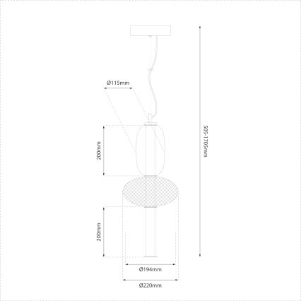 LED luster na sajli ARAME LED/23W/230V pr. 22 cm crno