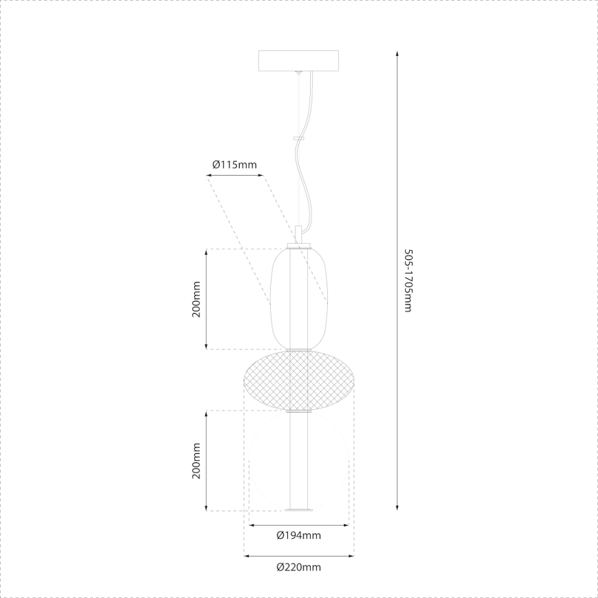 LED luster na sajli ARAME LED/23W/230V pr. 22 cm crno