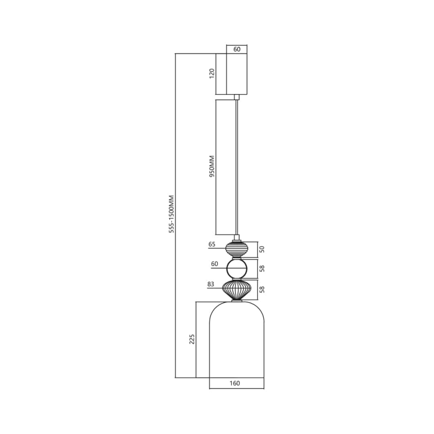 LED luster na sajli ARTE LED/12W/230V pr. 16 cm crno