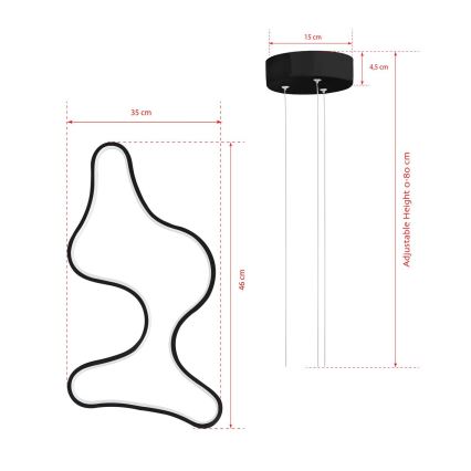 LED luster na sajli ARTISAN LED/36W/230V 4000K crna