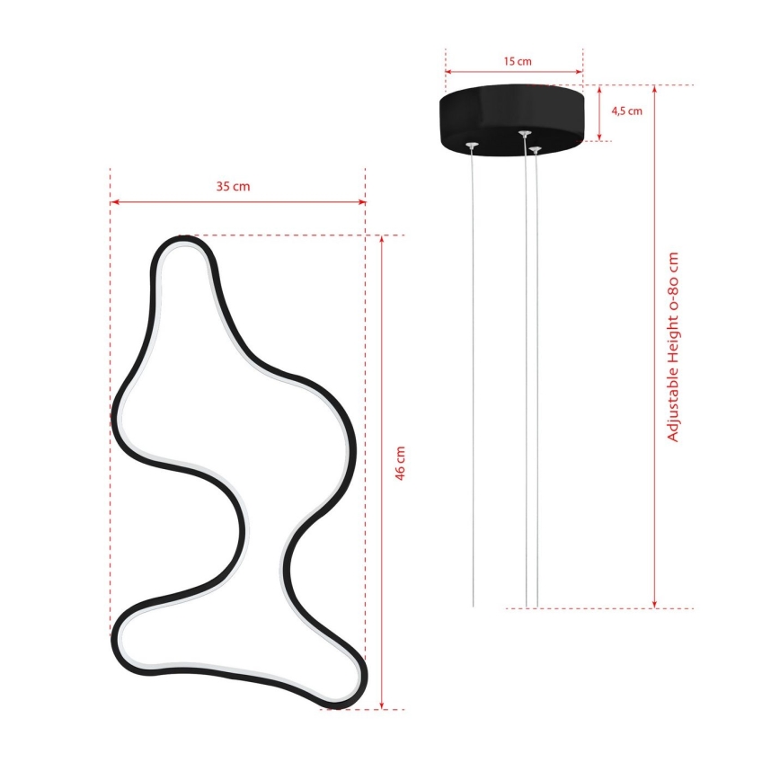 LED luster na sajli ARTISAN LED/36W/230V 4000K crna