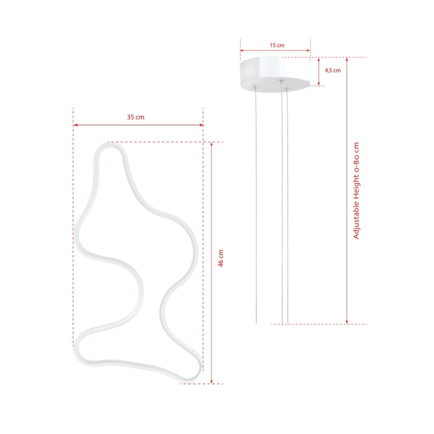 LED luster na sajli ARTISAN LED/36W/230V 6500K bela