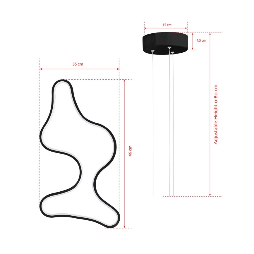 LED luster na sajli ARTISAN LED/36W/230V 6500K crna