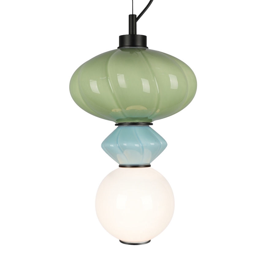 LED luster na sajli ASCOLI LED/8W/230V pr. 20 cm zelena/plava