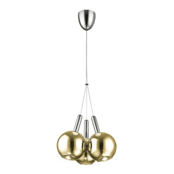 LED luster na sajli BALLS 3xLED/5W230V zlatna/mat krom