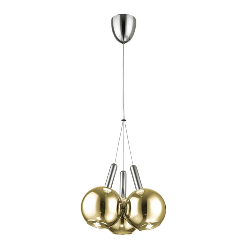 LED luster na sajli BALLS 3xLED/5W230V zlatna/mat krom