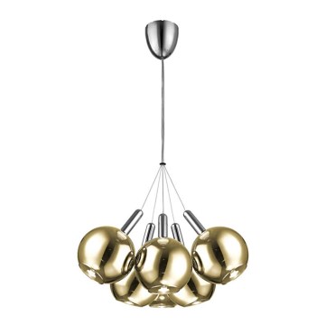 LED luster na sajli BALLS 6xLED/5W230V zlatna/mat krom