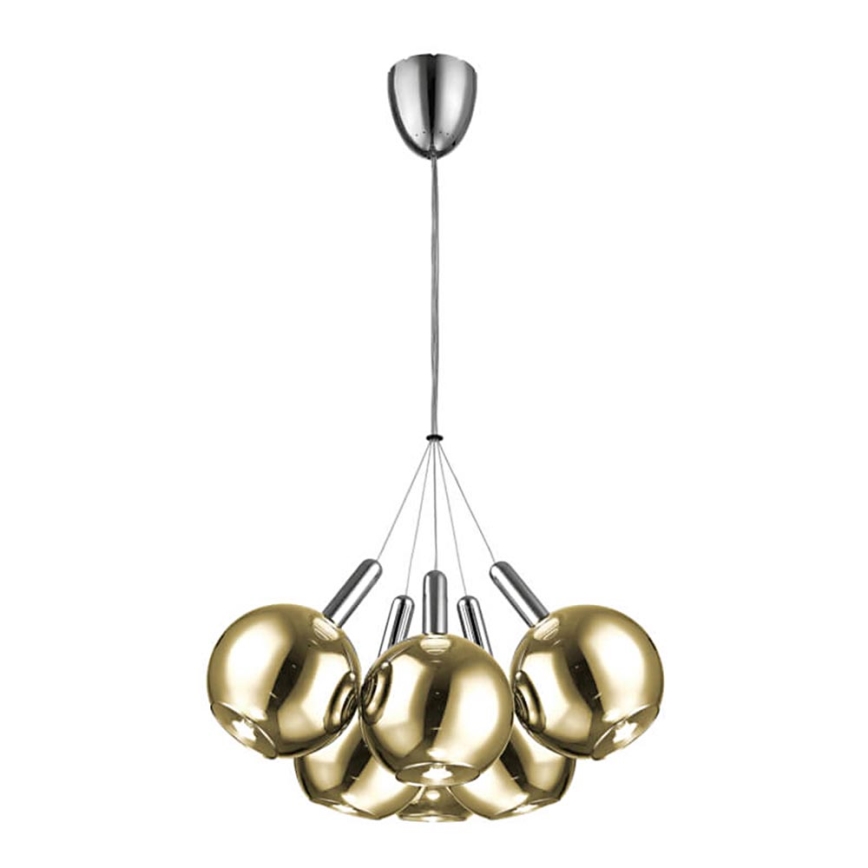 LED luster na sajli BALLS 6xLED/5W230V zlatna/mat krom