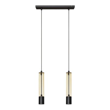 LED luster na sajli BARS 2xGU10/4,8W/230V crno/zlatna