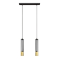 LED luster na sajli BARS 2xGU10/4,8W/230V crno/zlatna