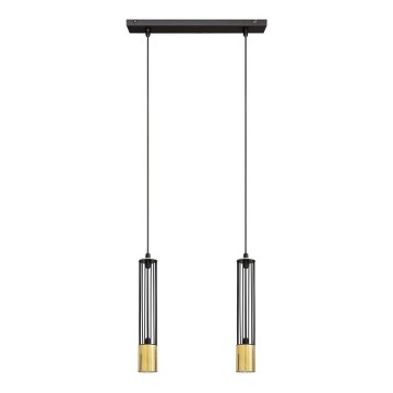 LED luster na sajli BARS 2xGU10/4,8W/230V crno/zlatna