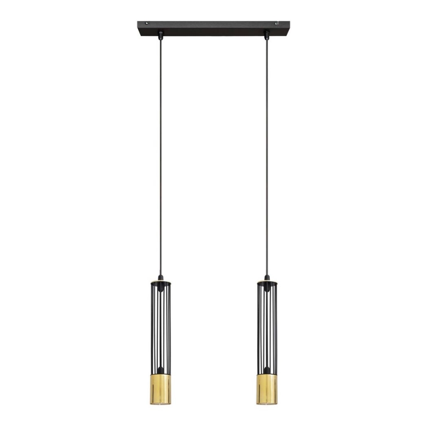LED luster na sajli BARS 2xGU10/4,8W/230V crno/zlatna