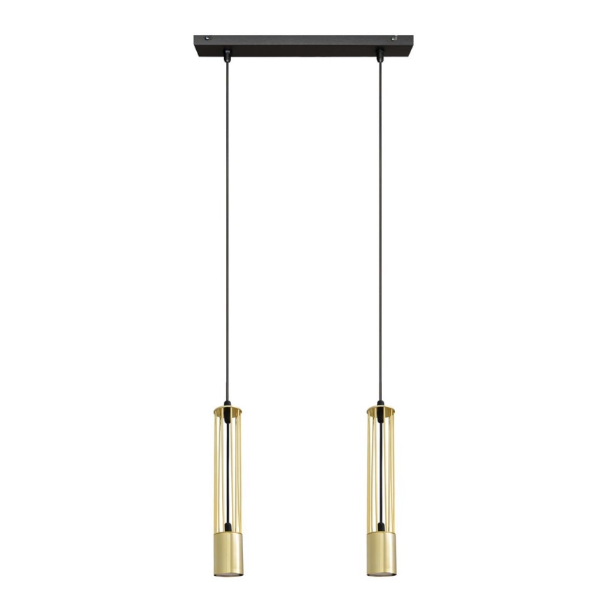 LED luster na sajli BARS 2xGU10/4,8W/230V zlatna/crno