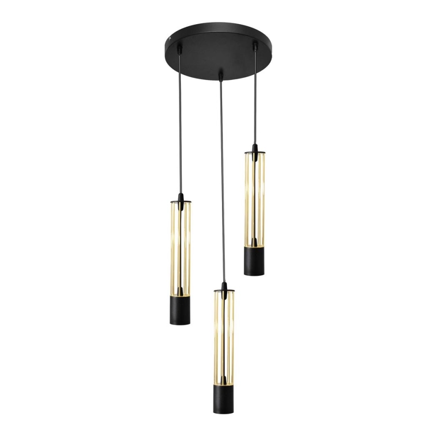 LED luster na sajli BARS 3xGU10/4,8W/230V crno/zlatna