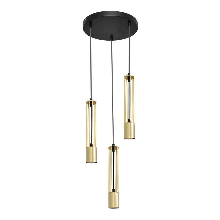 LED luster na sajli BARS 3xGU10/4,8W/230V zlatna/crno
