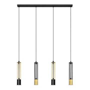 LED luster na sajli BARS 4xGU10/4,8W/230V crno/zlatna