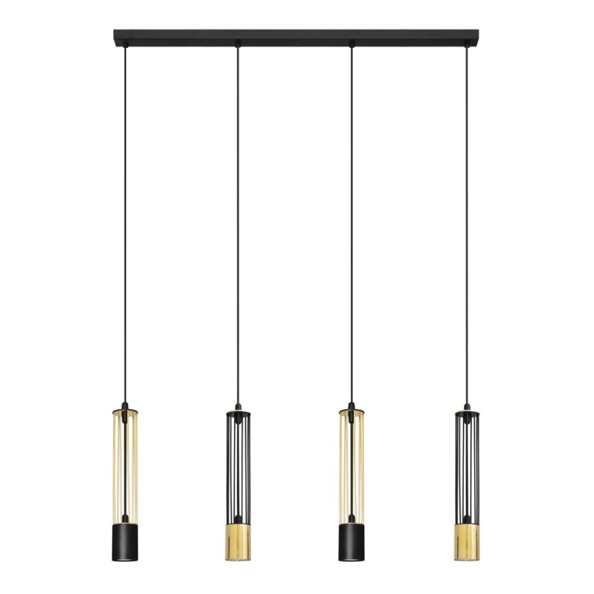 LED luster na sajli BARS 4xGU10/4,8W/230V crno/zlatna