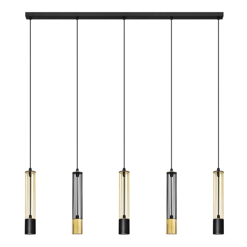 LED luster na sajli BARS 5xGU10/4,8W/230V crno/zlatna