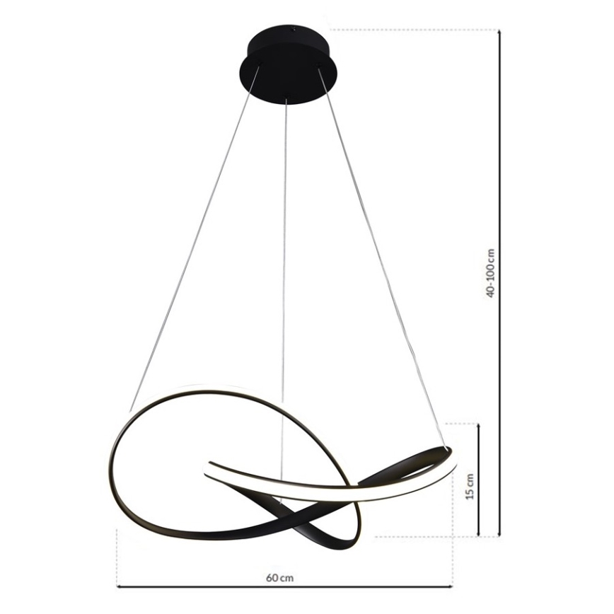 LED luster na sajli CAPPIO LED/36W/230V crno