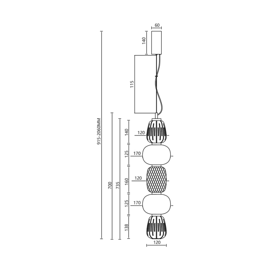 LED luster na sajli CARO LED/40W/230V zlatna
