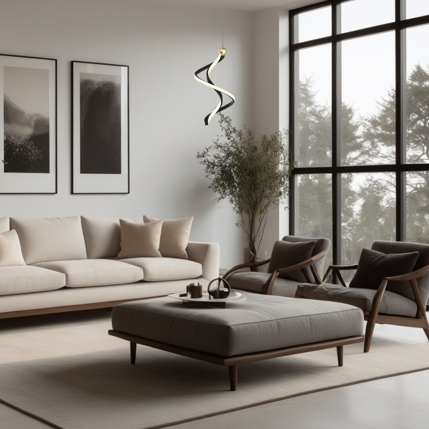 LED luster na sajli COLIA LED/19W/230V crno/zlatna