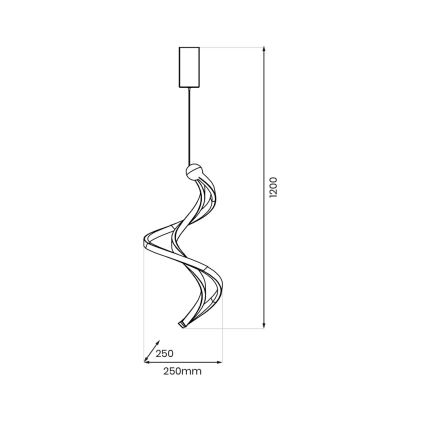 LED luster na sajli COLIA LED/19W/230V crno/zlatna
