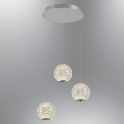 LED luster na sajli CREMONA 3xLED/5W/230V 3000K mat hrom