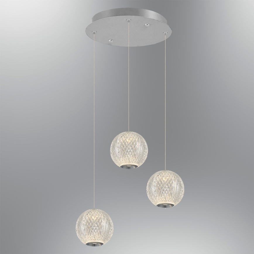 LED luster na sajli CREMONA 3xLED/5W/230V 3000K mat hrom