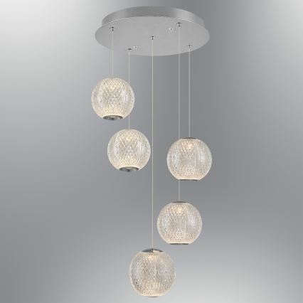 LED luster na sajli CREMONA 5xLED/5W/230V 3000K mat hrom