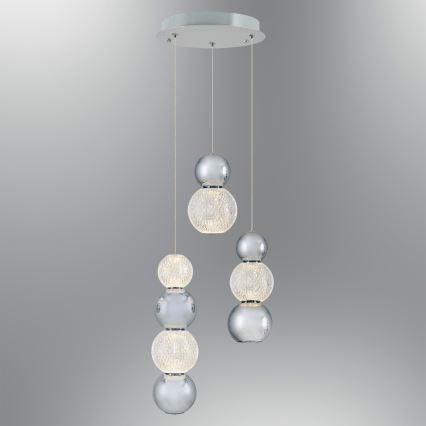 LED luster na sajli CREMONA LED/17W/230V 3000K matni hrom