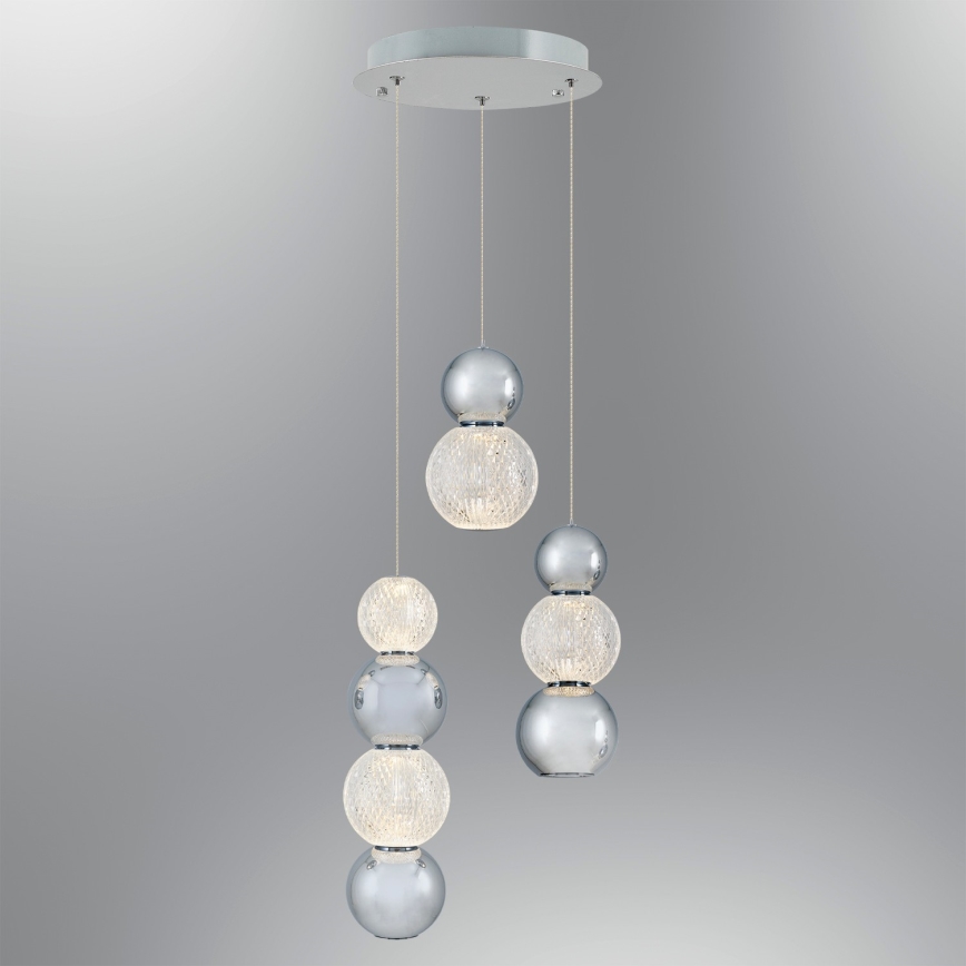 LED luster na sajli CREMONA LED/17W/230V 3000K matni hrom