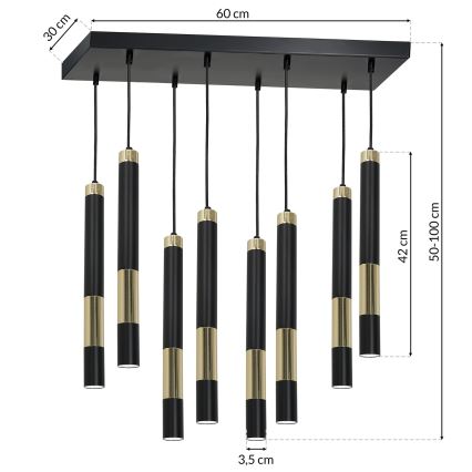 LED Luster na sajli DALLAS 8xGU10/3W/230V