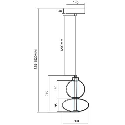 LED luster na sajli DAPHNE LED/12W/230V zlatna