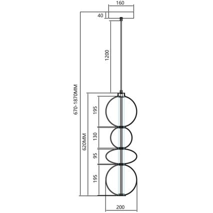LED luster na sajli DAPHNE LED/36W/230V sivo