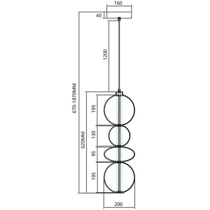 LED luster na sajli DAPHNE LED/36W/230V zlatna