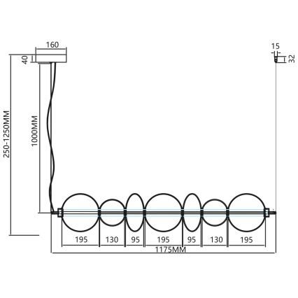 LED luster na sajli DAPHNE LED/40W/230V zlatna