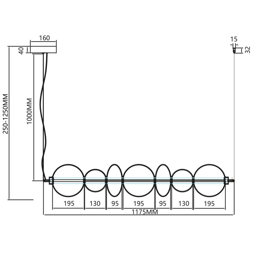 LED luster na sajli DAPHNE LED/40W/230V zlatna