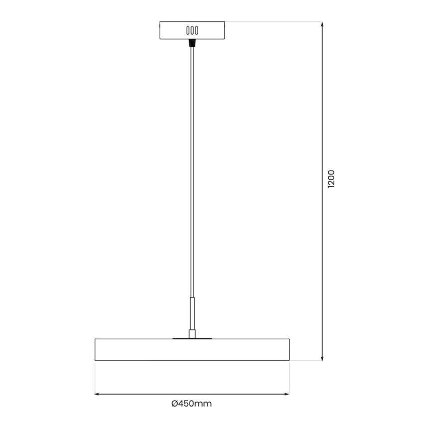 LED luster na sajli DISC LED/38W/230V pr. 45 cm crno