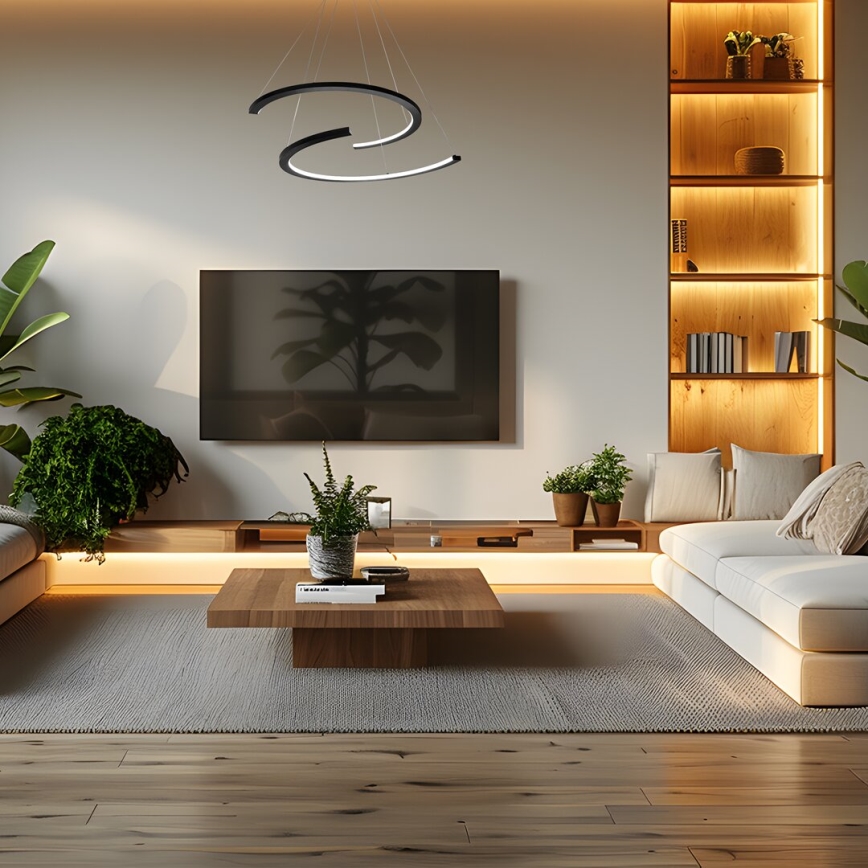 LED luster na sajli DOUBLEMOON LED/30W/230V crno