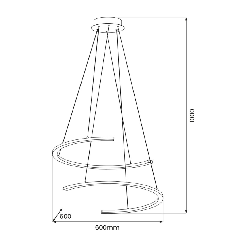 LED luster na sajli DOUBLEMOON LED/30W/230V crno