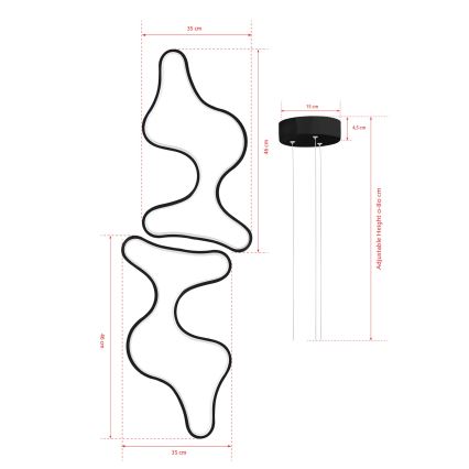 LED luster na sajli DUPLE ARTISAN LED/80W/230V 4000K crna