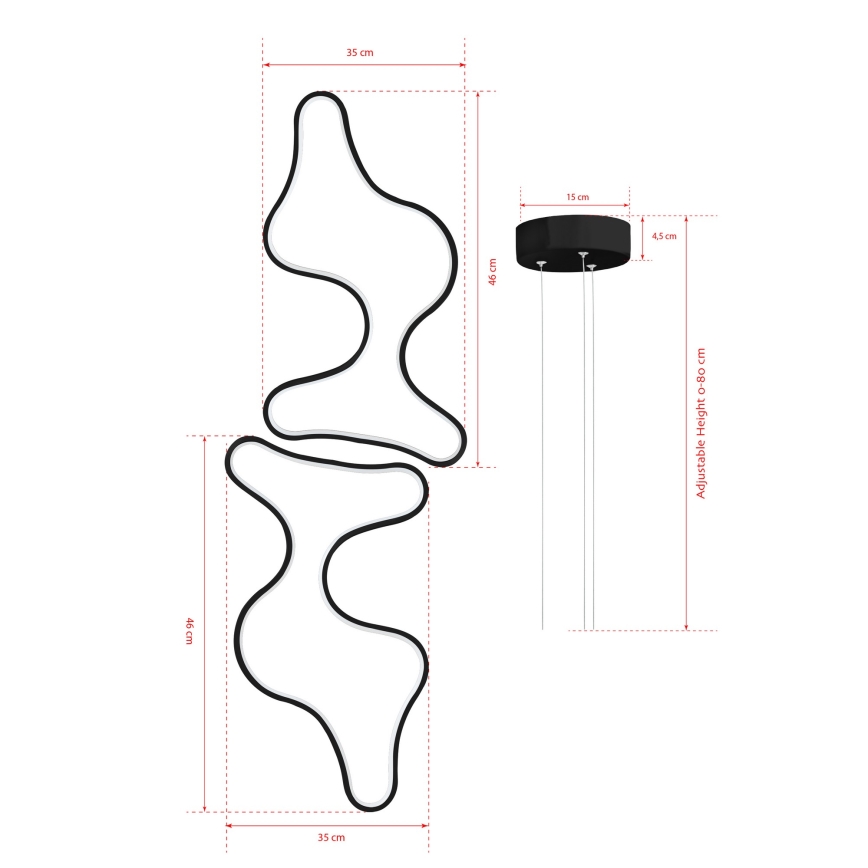 LED luster na sajli DUPLE ARTISAN LED/80W/230V 4000K crna