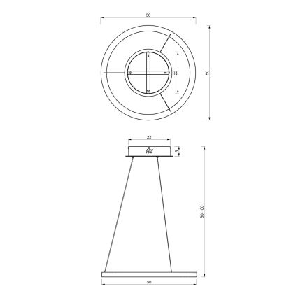 LED luster na sajli GALAXIA LED/26W/230V crno